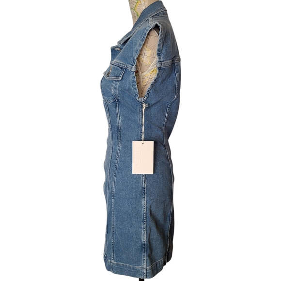 ETICA X Anthro Size Medium Gabriela Seamed Coba Blue Denim Fitted Mini Dress NWT - Picture 11 of 13